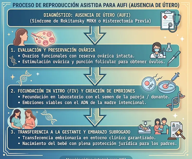 Proceso de reproducción asistida para AUFI infografía