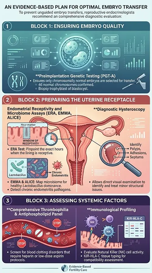Infographic of essential diagnostic tests after several failed attempts