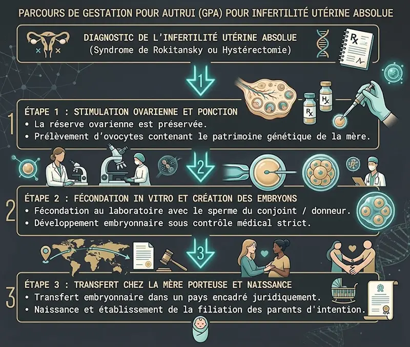 Parcours de gestation pour autrui (GPA) pour infertilité utérine absolue