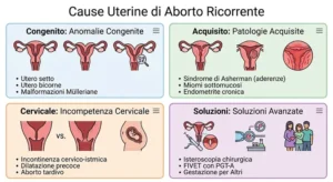 Infografica esplicativa sulle anomalie uterine causa di aborto spontaneo ricorrente e percorsi terapeutici