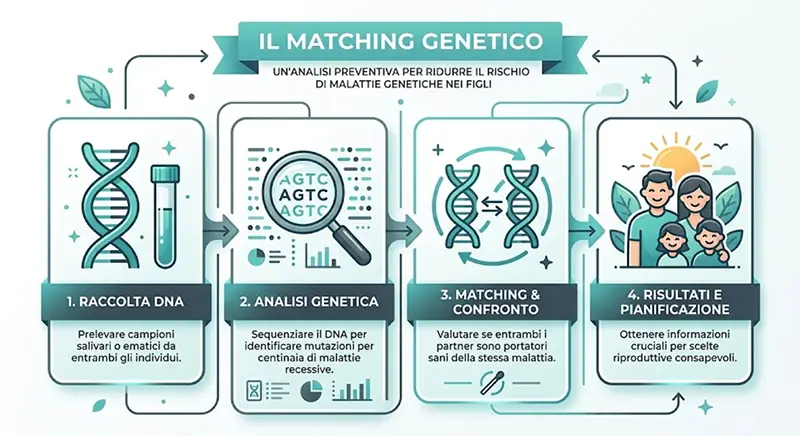 Infografica sul matching genetico tra donatrice di ovociti e padre intenzionale