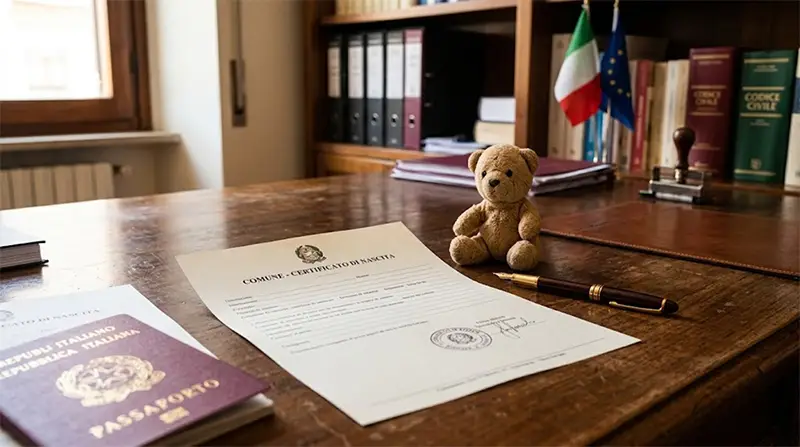 Documenti per l'iscrizione all'anagrafe e trascrizione dell'atto di nascita in Italia.